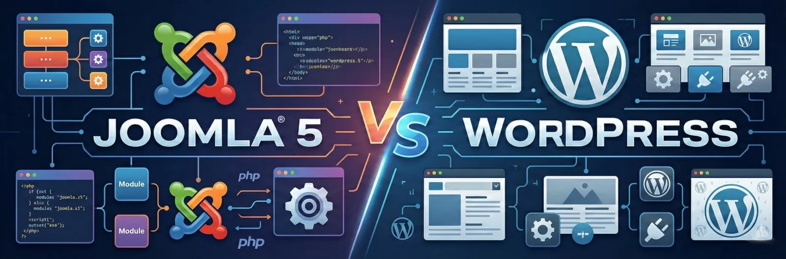 Joomla 5 vs WordPress — confronto per aziende